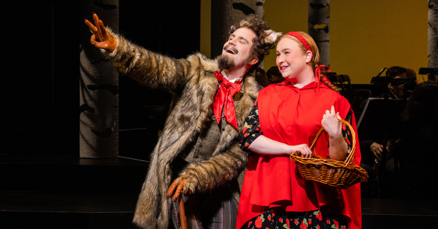 Gavin Creel as the Wolf and Julia Lester as Little Red Riding Hood in Into the Woods on Broadway