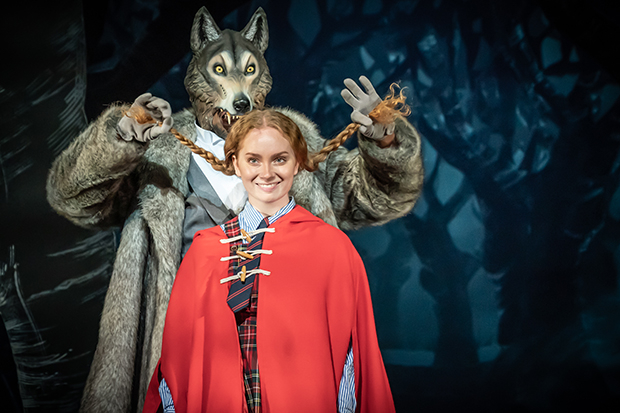 Lauren Conroy as Little Red Riding Hood and Nathanael Campbell as the Wolf