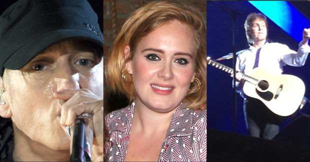 Eminem, Adele, and Paul McCartney
