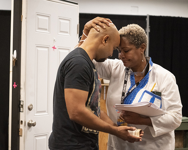 Francois Battiste and Tonya Pinkins in rehearsal for A Raisin in the Sun at the Public Theater