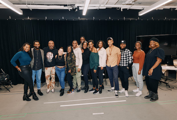 Producer Lee Daniels (third from the left) meets with the Broadway cast of Ain&#39;t No Mo&#39;