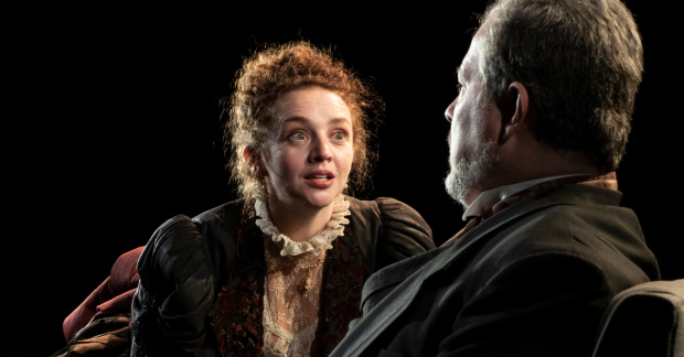 Britt Genelin as Catherine and George Demas as the Doctor in Washington Square, adapted from the novel by Henry James and directed by Randy Sharp, at the Axis Theatre.