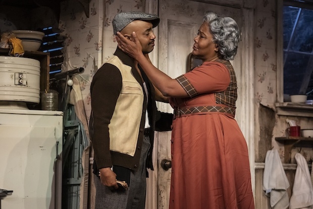 Francois Battiste plays Walter Lee, and Tonya Pinkins plays Lena in the off-Broadway revival of A Raisin in the Sun at the Public Theater. 