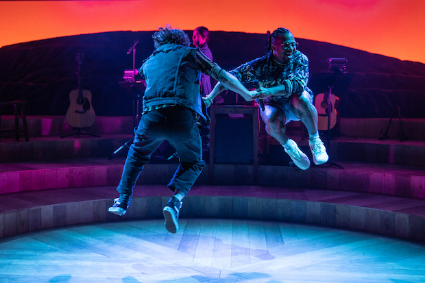 Shaun Bengson and Chris Myers dance in Where the Mountain Meets the Sea off-Broadway. 