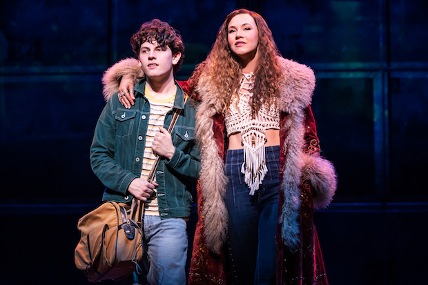 Casey Likes plays William Miller, and Solea Pfeiffer plays Penny Lane in Almost Famous: The Musical on Broadway. 