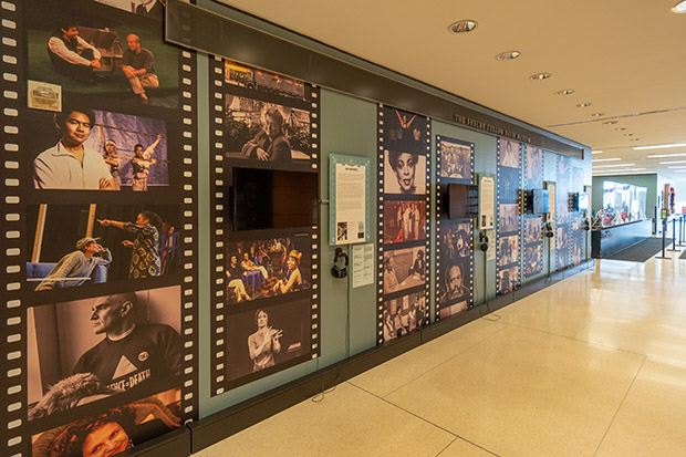 The first floor section of the Focus Center Stage exhibition at the New York Public Library for the Performing Arts