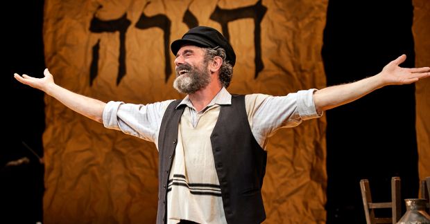 Steven Skybell as Tevye in Fiddler on the Roof in Yiddish at New World Stages