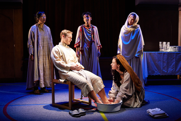 Annie Fang, Cole Doman, Savidu Geevaratne, Hanna Cabell, and Mia Pak star in Julia May Jonas&#39;s Your Own Personal Exegesis, directed by Annie Tippe, at LCT3. 