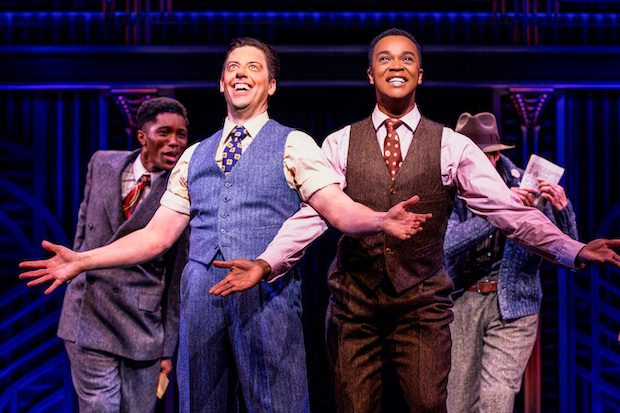 Christian Borle plays Joe, and J. Harrison Ghee plays Jerry in Some Like It Hot, directed by Casey Nicholaw, at Broadway&#39;s Shubert Theatre. 