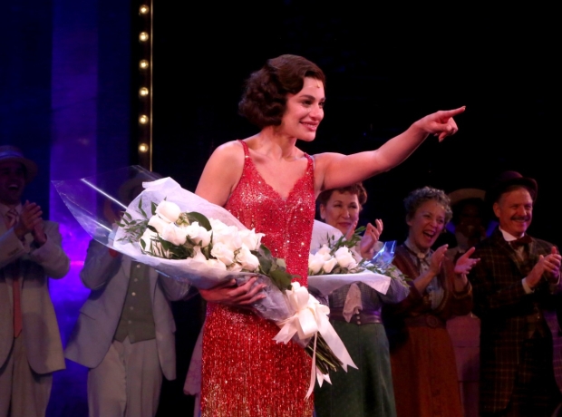 Lea Michele at her first curtain call for Funny Girl at the August Wilson Theatre.