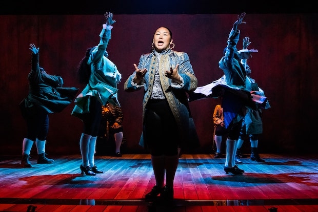 Sara Porkalob plays Edward Rutledge in the American Repertory Theatre / Roundabout Theatre production of 1776. 