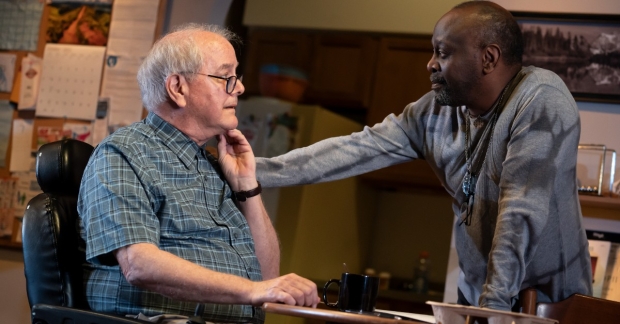 Francis Guinan and K. Todd Freeman in a scene from Downstate at Playwrights Horizons.