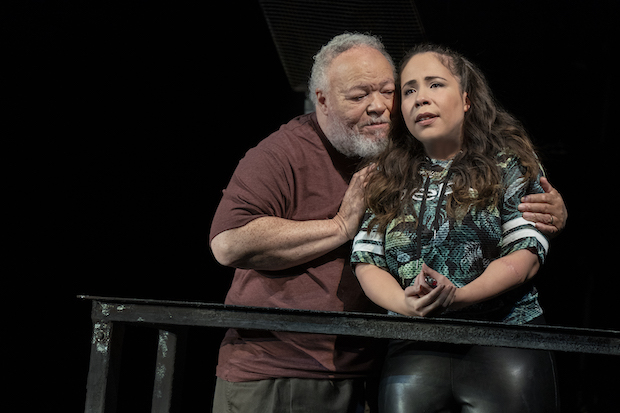 Stephen McKinley Henderson plays Walter, and Rosal Colón plays Lulu in Stephen Adly Guirgis&#39;s Between Riverside and Crazy, directed by Austin Pendleton, for Second Stage Theater at Broadway&#39;s Helen Hayes Theater.  