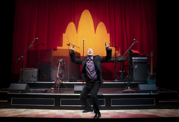 Francis Jue, seen here in the 2020 Signature Theatre run of Lauren Yee&#39;s Cambodian Rock Band, will reprise his performance as Comrade Duch at Berkeley Rep. 