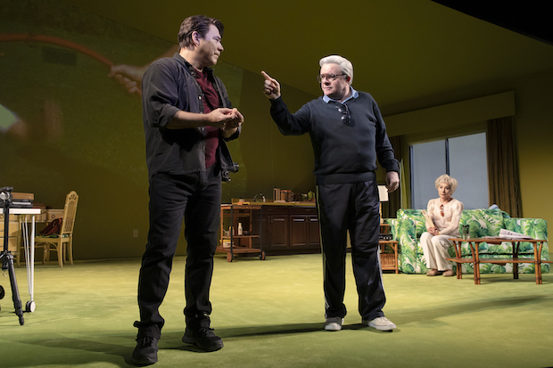 Danny Burstein plays Larry, Nathan Lane plays Irving, and Zoë Wanamaker plays Jean in Sharr White&#39;s Pictures From Home, directed by Bartlett Sher, at Broadway&#39;s Studio 54. 
