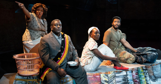Adrienne C. Moore, Lance Coadie Williams, Tẹmídayọ Amay, and Sean Boyce Johnson in Marcus Gardley&#39;s black odyssey, directed by Stevie Walker-Webb, at Classic Stage Company - Photography by 