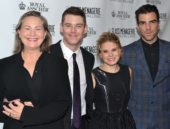 The cast of The Glass Menagerie: Cherry Jones, Brian J. Smith, Celia Keenan-Bolger, and Zachary Quinto.
