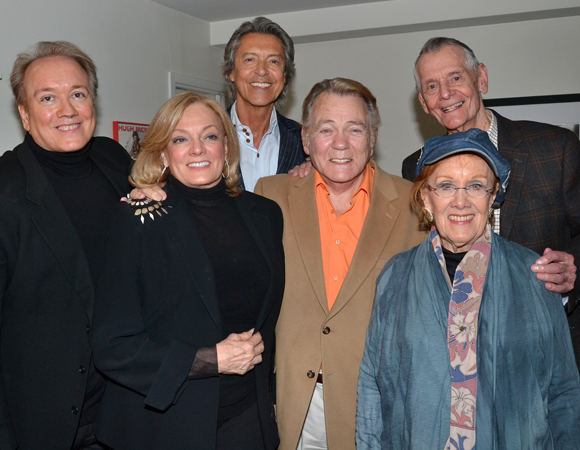 Pictured from left to right: Rick McKay, Jane Summerhays, Tommy Tune, Donald Pippin, Carleton Carpenter, and Marni Nixon