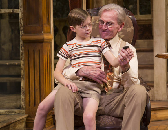 Oakes Fegley (Pud) with Robert Hogan ("Gramps") in On Borrowed Time at Two River Theater.
