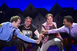 Adam Monley, Jay Klaitz, Mitchell Jarvis, and Manu Narayan in Gettin' the Band Back Together at George Street Playhouse.