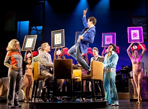 Tony Danza, Rob McClure, and the cast of Honeymoon in Vegas at Paper Mill Playhouse.