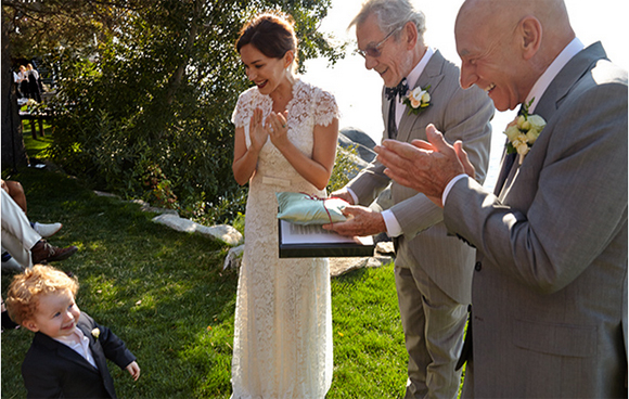 Sir Ian McKellen officiating the wedding of Sir Patrick Stewart and Sunny Ozell.
