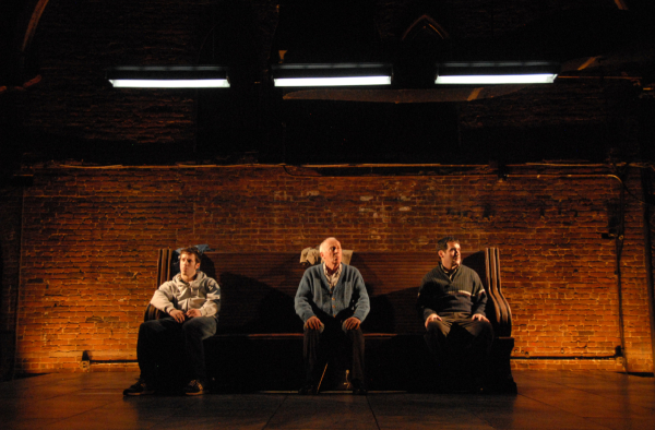 John Gallagher, Jr., Jim Norton, and Brian d'Arcy James in the 2008 off-Broadway production of Port Authority.