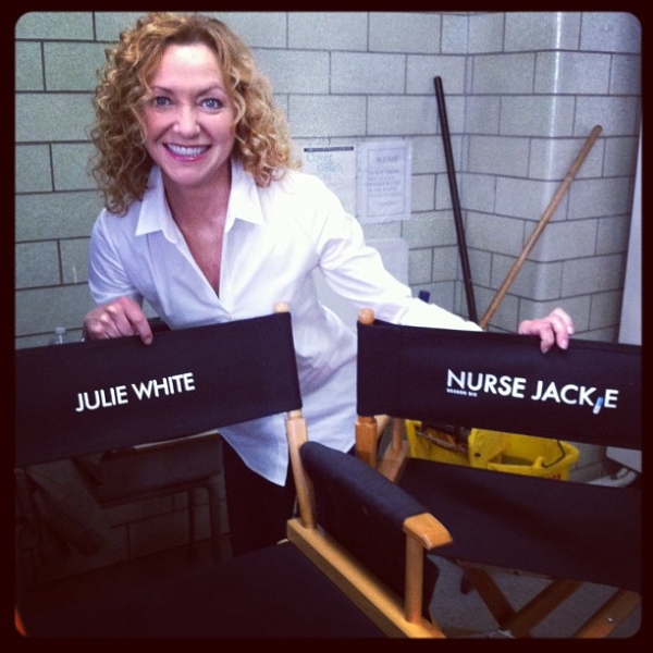 Julie White on set of Nurse Jackie.
