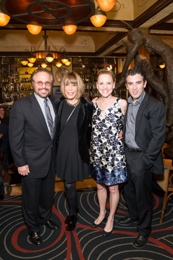 Barry Mann and Cynthia Weil with their stage counterparts, Anika Larsen and Jarrod Spector.