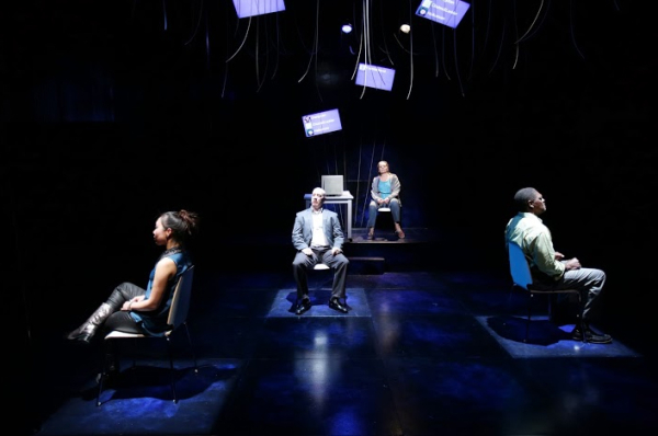Theresa Nguyen, Gabriel Kuttner, Mariela Lopez-Ponce, and Johnny Lee Davenport in Water by the Spoonful at Lyric Stage. 