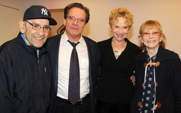 Yogi Berra, Peter Scolari, Tracy Shayne, and Carmen Berra