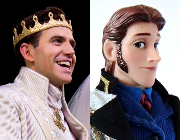 Santino Fontana in Cinderella alongside his &#39;Hans&#39; action figure from Frozen.
