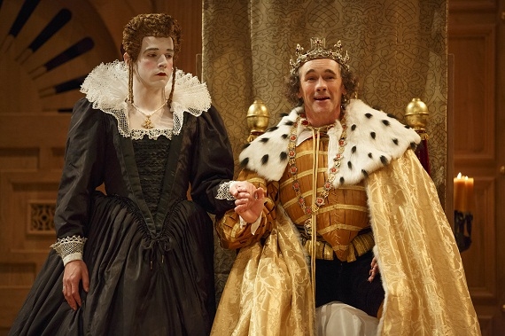 Joseph Timms as Anne and Mark Rylance as King Richard III in the Shakespeare&#39;s Globe production of Richard III, directed by Tim Carroll, at Broadway&#39;s Belasco Theatre.