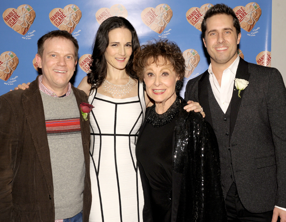 The cast of Handle With Care: Sheffield Chastain, Charlotte Cohn, Carol Lawrence, and Jonathan Sale.
