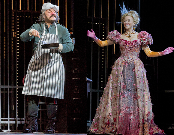 Danny Burstein as Frosch and Betsy Wolfe as Ida in scenes from Die Fledermaus at the Metropolitan Opera.