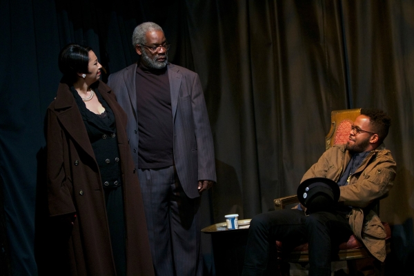 Temesgen Tocruray (seated) with Dawn Murphy and Rome Neal in Ishmael Reed&#39;s The Final Version.