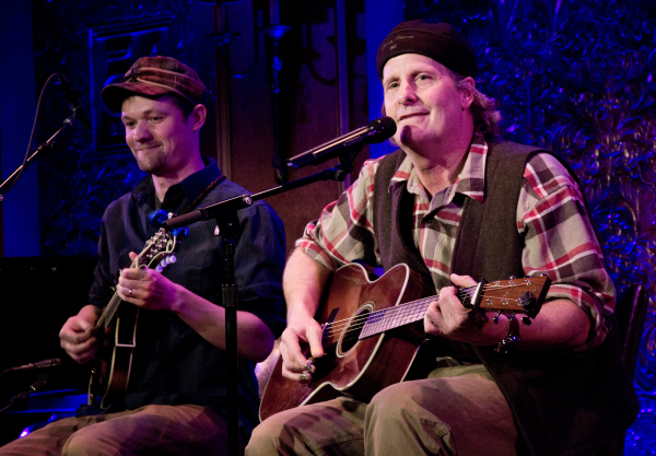 Brad Phillips and Jeff Daniels on stage at 54 Below.
