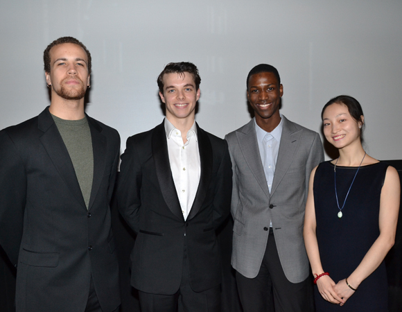 Dance nominee Talli Jackson (Bill T. Jones/Arnie Zane Dance Company), winner Lloyd Mayor (Martha Graham Dance Company), and nominees Calvin Royal III (American Ballet Theatre), and Xiaochuan Xie (Martha Graham Dance Company).