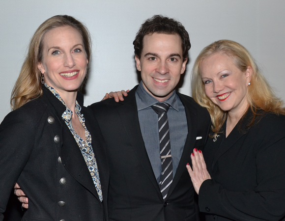 Presenters Wendy Whelan (New York City Ballet) and Tony Award-winning director/choreographer Susan Stroman (&quot;Bullets Over Broadway&quot;) flank past winner Rob McClure (&quot;Chaplin&quot;).