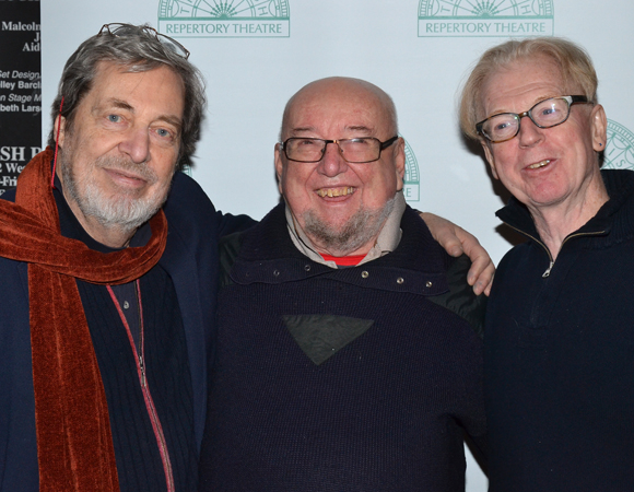 Director Tony Walton joins Transport authors Thomas Keneally and Larry Kirwan for a photo.