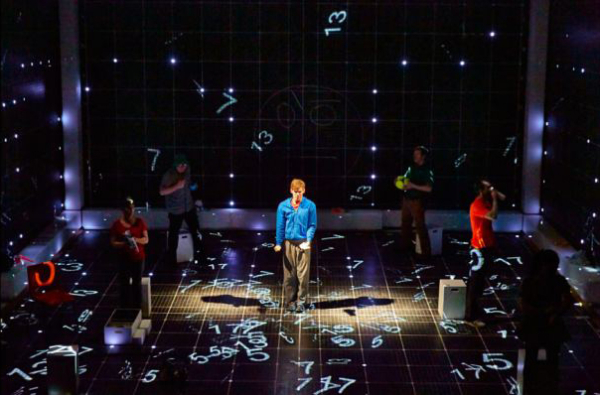 Luke Treadway as Christopher (center) in a scene from the London production of The Curious Incident of the Dog in the Night-Time at the Apollo Theatre.