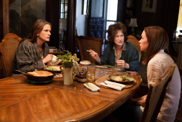 Julia Roberts, Meryl Streep, and Julianne Nicholson in John Wells&#39; film adaptation of August: Osage County. 