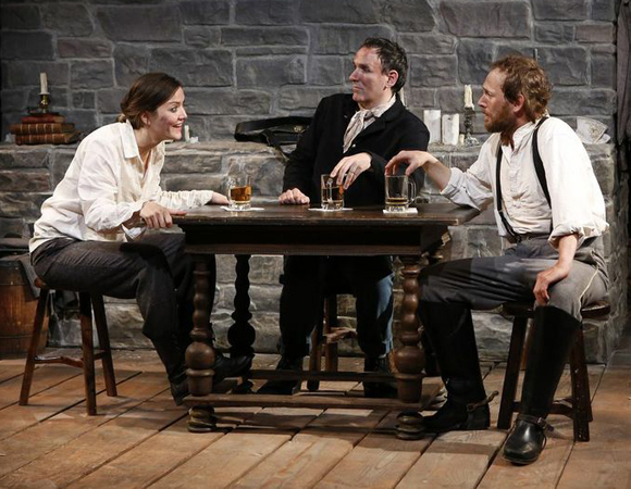 Rosie Benton, Erik Lochtefeld, and PJ Sosko star as a trio of Civil War reenactors in Jessica Dickey&#39;s Row After Row, a production of The Women&#39;s Project, directed by Daniella Topol.