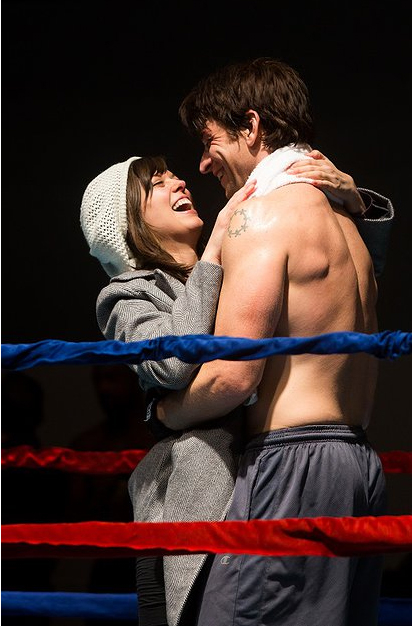 Margo Seibert as Adrian and Andy Karl as Rocky in rehearsal for the upcoming Broadway production.