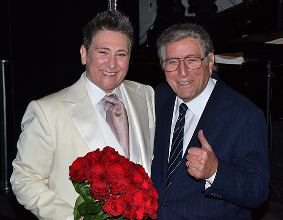 Legendary singer Tony Bennett congratulated k.d. lang, his friend and frequent collaborator, following her first performance in After Midnight.