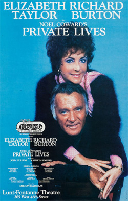 The show poster for the Elizabeth Taylor-Richard Burton production of Private Lives.