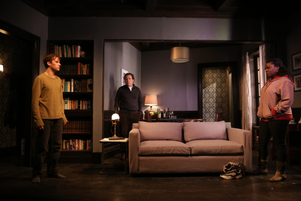 Jordan Geiger, Thomas Jay Ryan, and Heather Alicia Simms star in The Correspondent, Ken Urban&#39;s psychological thriller, directed by Stephen Brackett, at Rattlestick Playwrights Theater.