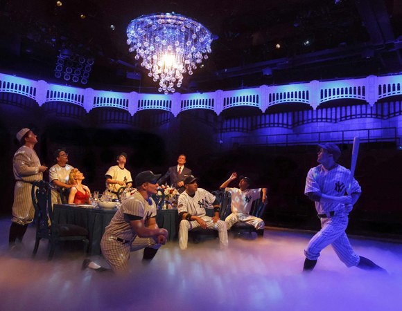 A scene from Eric Simonson&#39;s Bronx Bombers, playing at Broadway&#39;s Circle in the Square Theatre through March 2. 