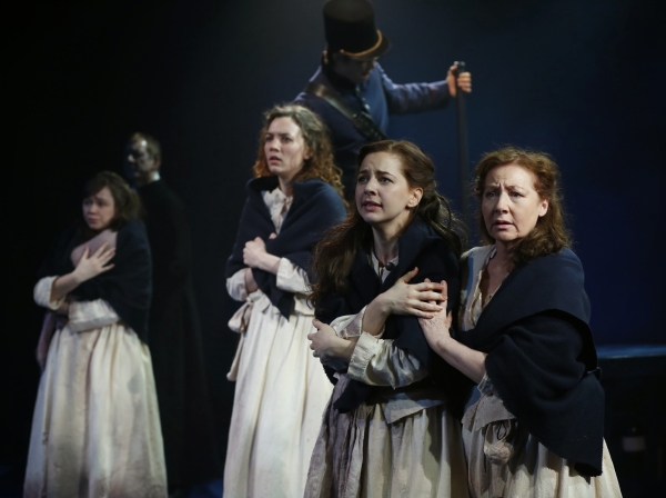 Emily Skeggs, Pearl Rhein, Jessica Grové, and Terry Donnelly play four Irish convicts on a prison transport to Australia in Larry Kirwan and Thomas Keneally's Transport, now making its world premiere at the Irish Repertory Theatre in a production directed by Tony Walton.