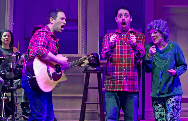 David Rossmer, Steve Rosen, and Kate Wetherhead in The Other Josh Cohen, directed by Ted Sperling at New Jersey&#39;s Paper Mill Playhouse.